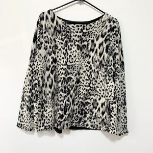 Chico's Sweater Women Size 3 US XL Black Animal Print Bateau Neck Long Sleeve